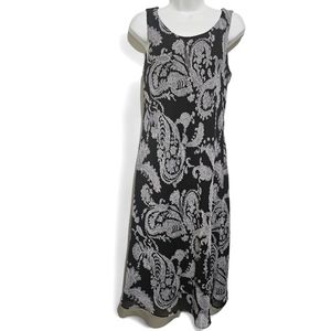 Womens Size 10 Midi Dress Paisley Navy Purple Sleeveless Pullover Flowy